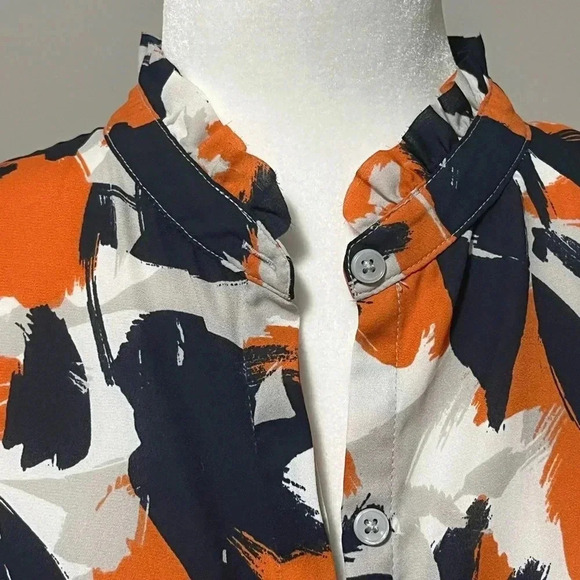 Banana Republic Print Drapery Classic Ruffle Collar Tank - Picture 4 of 9